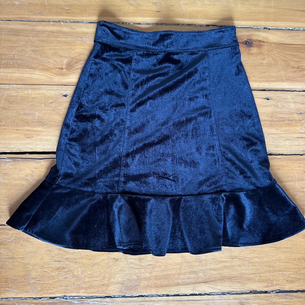 Divided Black Velvet Zip-Up Top